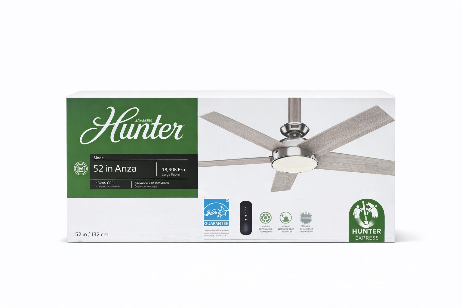 Hunter Anza - Ventilador de techo LED de 52", níquel cepillado