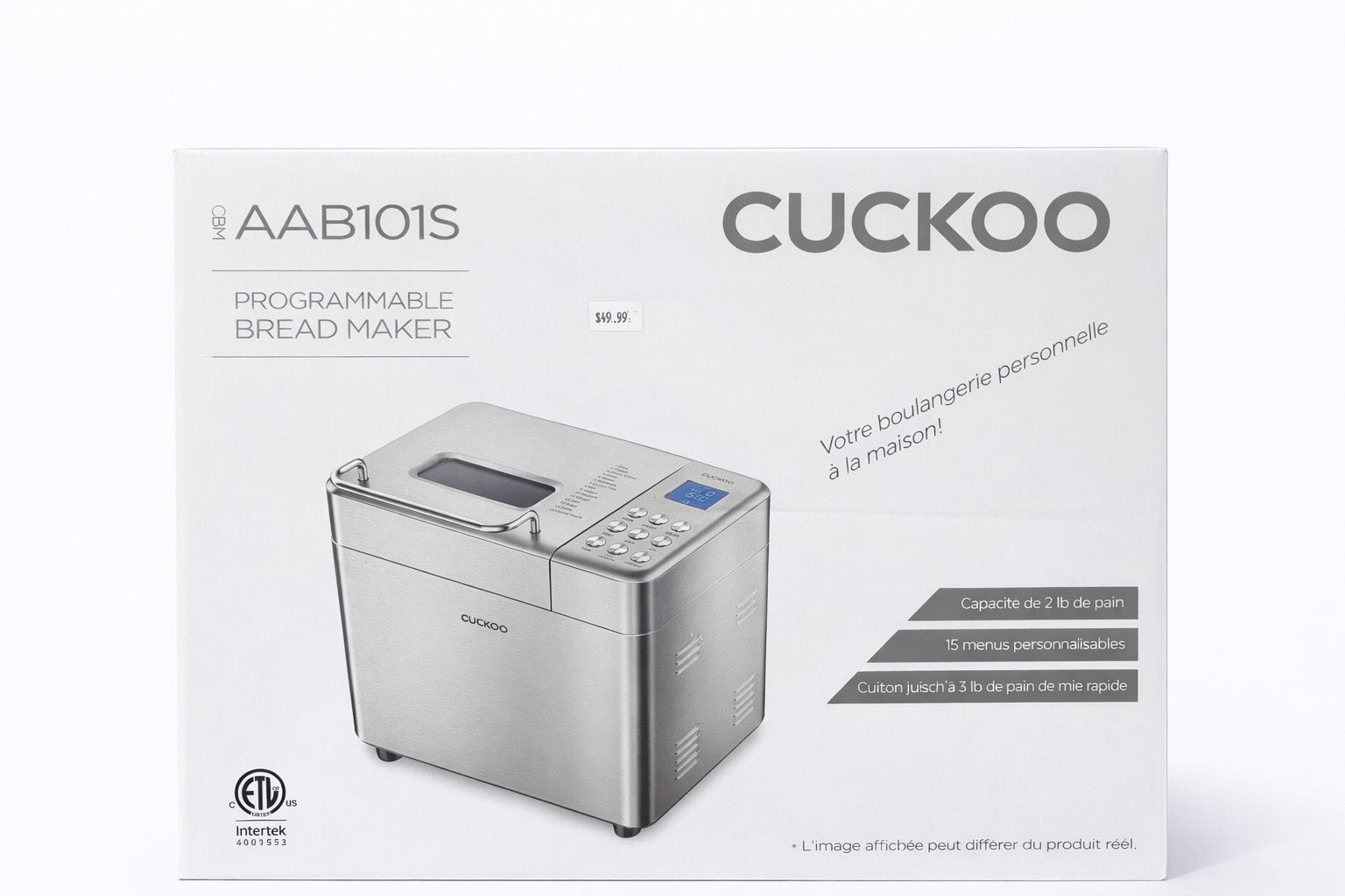 CUCKOO Bread Maker Machine with 15 Menu Options + 3 Crust Colors, 2 lbs Bread Machine with Automatic Fruit &amp; Nut Dispenser -CUCKOO Máquina para hacer pan con 15 opciones de menú + 3 colores de corteza, panificadora ideal para pan de masa madre
