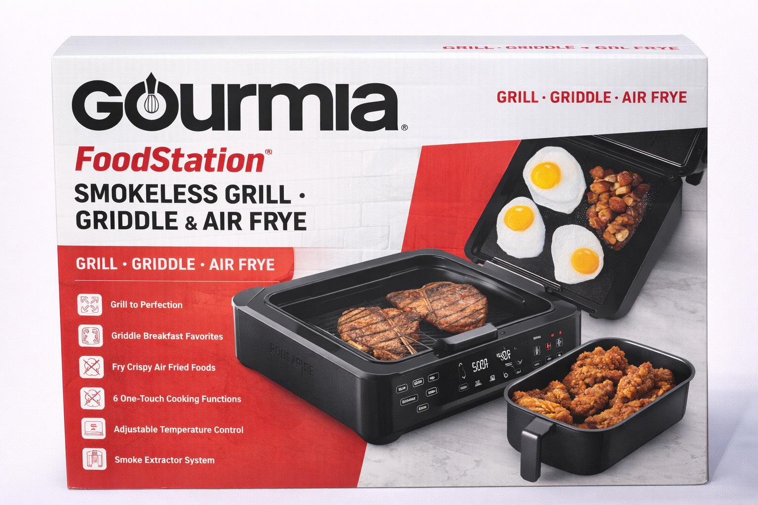 Gourmia 6 Qt Smokeless Indoor Grill & Air Frye