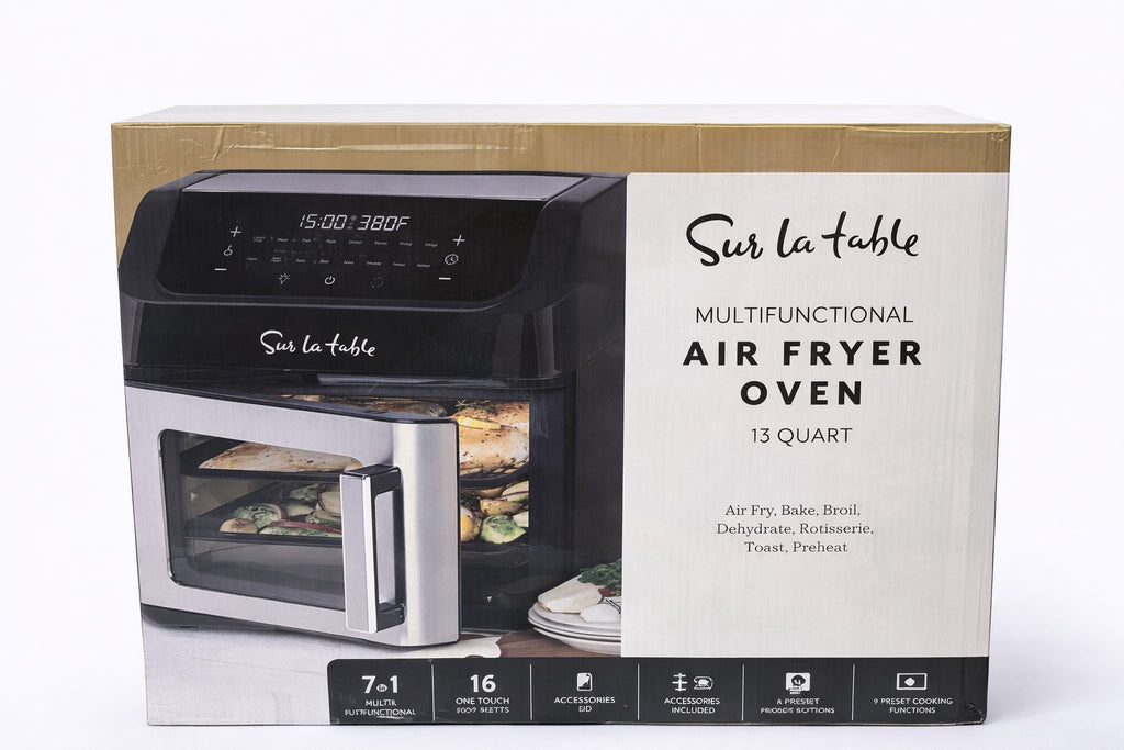 Sur La Table Left Hinge Multi-Function Air Fryer, 13 qt, Black - Freidora de Aire Multifunción con Bisagra Izquierda Sur La Table, 13 qt, Negra