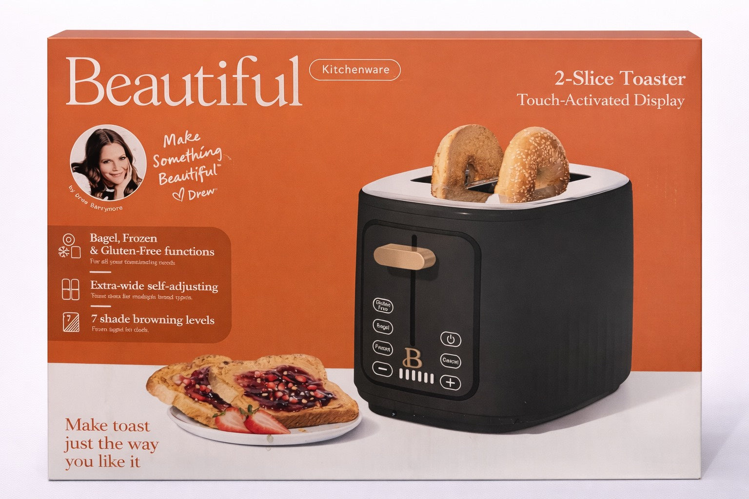 Beautiful 2 Slice Toaster with Touch-Activated Display,