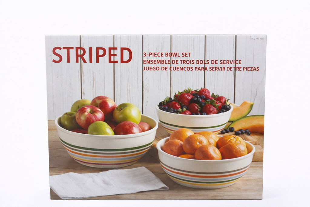 STRIPE BOWL 3PC SET - JUEGO DE 3 TAZONES A RAYAS