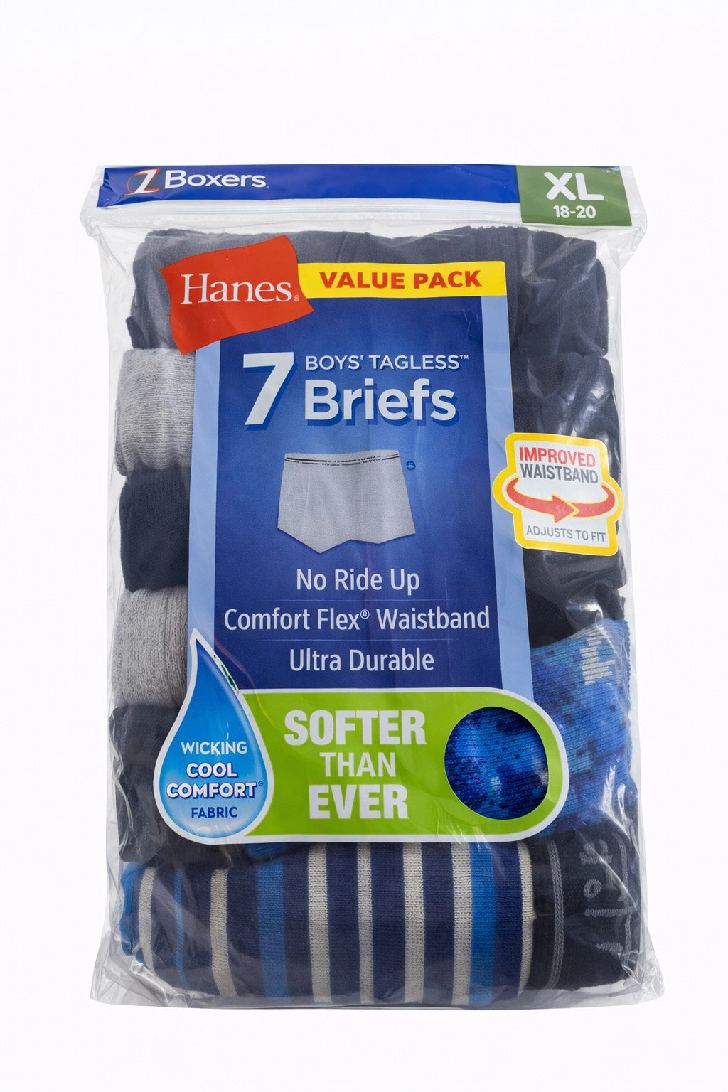 Hanes - Calzoncillos sin etiqueta para niño de 7 años