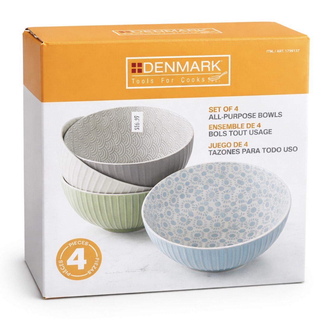 DENMARK BOWLS 4PK-JUEGOS DE 4 TAZONES PARA TODO USO
