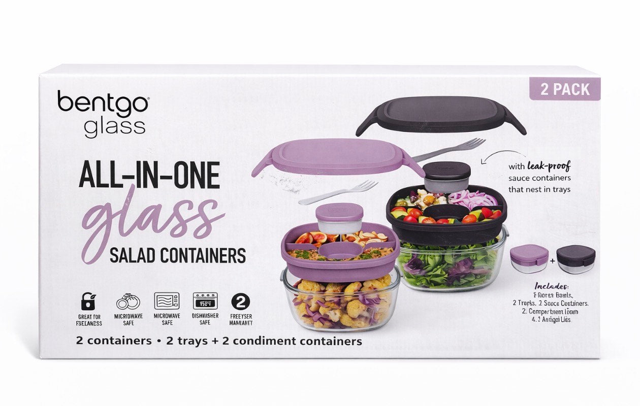 BENTGO GLASS SALAD BOX-CAJA DE ENSALADA DE VIDRIO