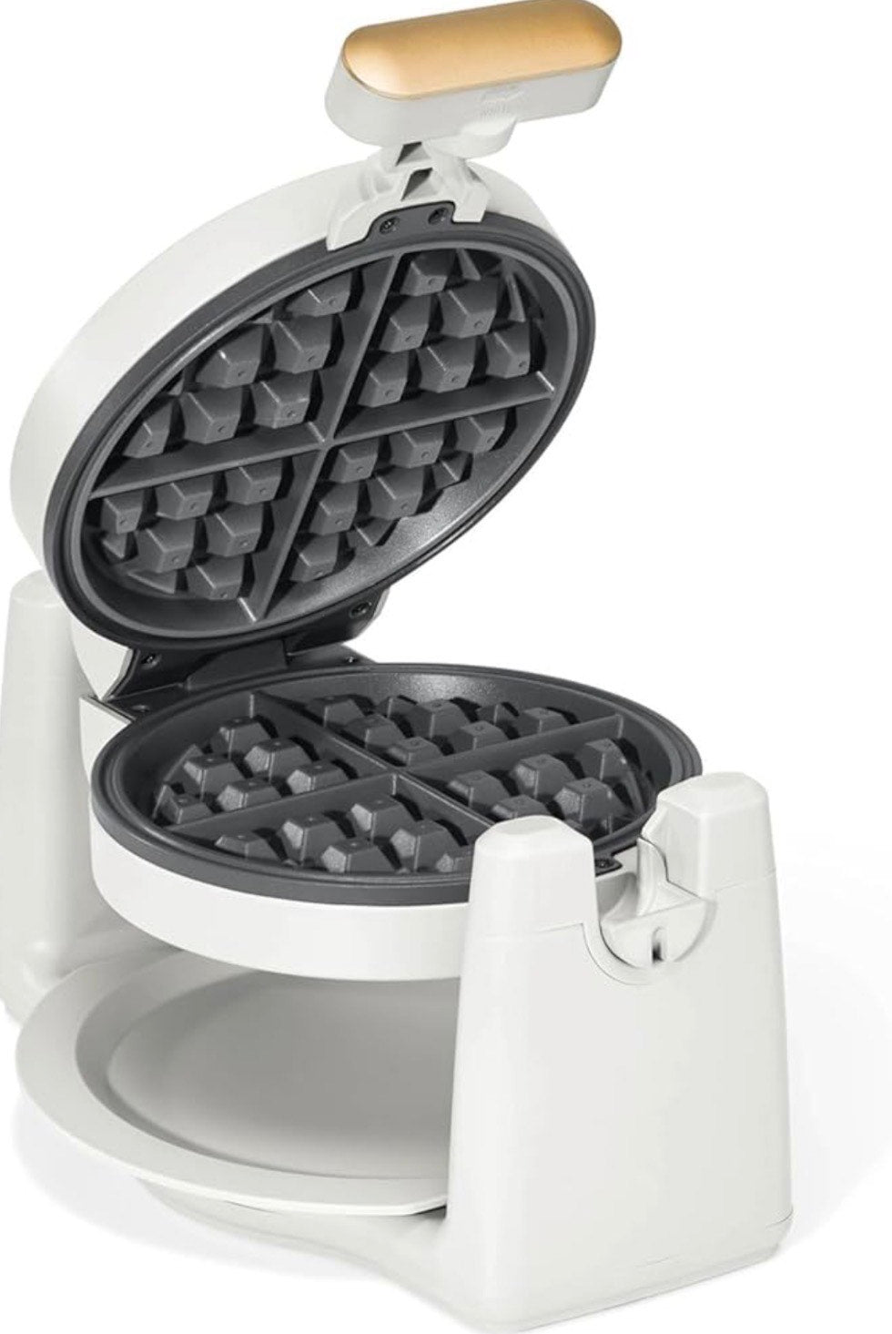 Beautiful Rotating Belgian Waffle Maker, White Icing by Drew Barrymore- waflera belga giratoria, Glaseado Blanco de Drew Barrymore