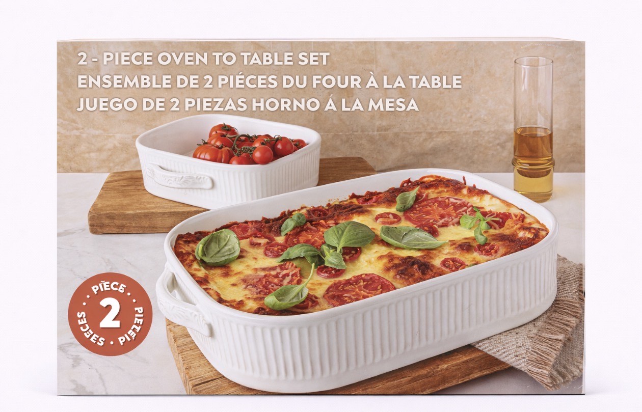 OVER N BACK 2PC CASSEROLE - JUEGO DE 2 PIEZAS HORNO A LA MESA
