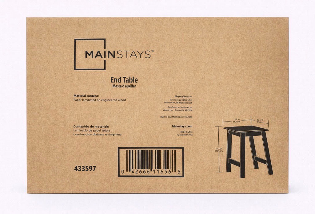 Mainstays Small Square Wood Side Table, Walnut Finish - Mesa auxiliar cuadrada pequeña Mainstays de madera, acabado en nogal