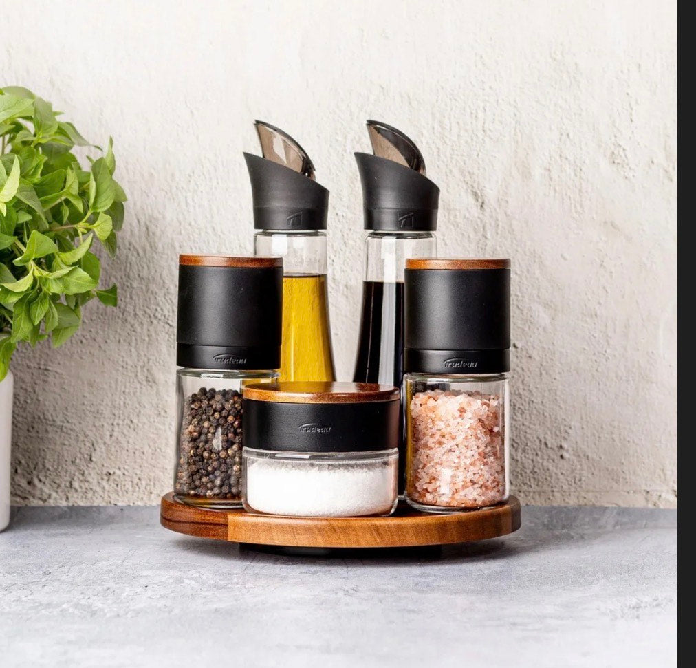 Trudeau Lazy Susan Seasoning Station, 6-piece Set - Estación de Condimentos Trudeau Lazy Susan, Juego de 6 Piezas