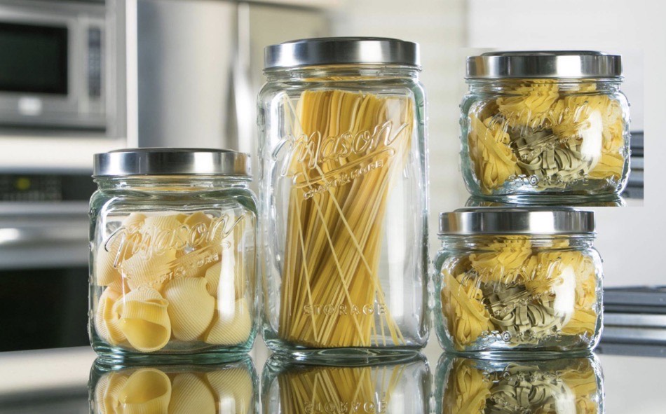 Mason 4-Piece Glass Canister - Juego de 4 frascos de vidrio Mason