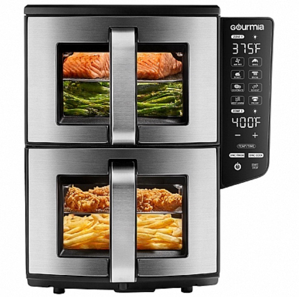 Gourmia (GAF1190) Double Decker Dual Basket Air Fryer 11QT - Freidora de Aire Gourmia Doble Nivel con Cesta Doble 11QT