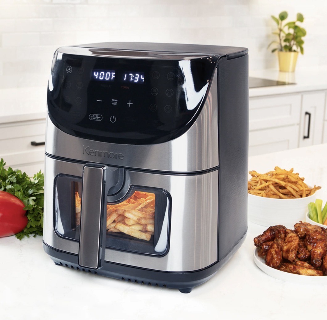 Kenmore 8 Qt Digital Air Fryer, 12 Cooking Presets, Healthy Cooking- Stainless Steel- Freidora de Aire Digital Kenmore de 8 Qt, 12 Preajustes de Cocina, Cocina Saludable - Acero Inoxidable