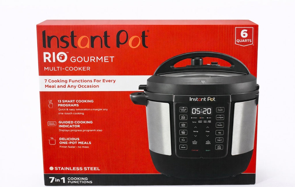 Olla a presión Instant-Pot RIO de 6 cuartos, multiusos con funciones de cocción a presión, cocción lenta, salteado, elaboración de yogur y mantener caliente, 1000W, olla interior de acero inoxidable, no tóxica, fácil de usar para comidas saludables