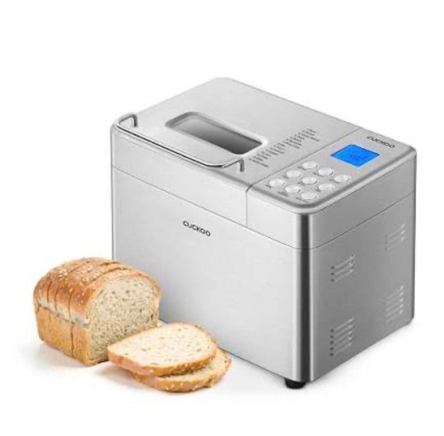 CUCKOO Bread Maker Machine with 15 Menu Options + 3 Crust Colors, 2 lbs Bread Machine with Automatic Fruit &amp; Nut Dispenser -CUCKOO Máquina para hacer pan con 15 opciones de menú + 3 colores de corteza, panificadora ideal para pan de masa madre
