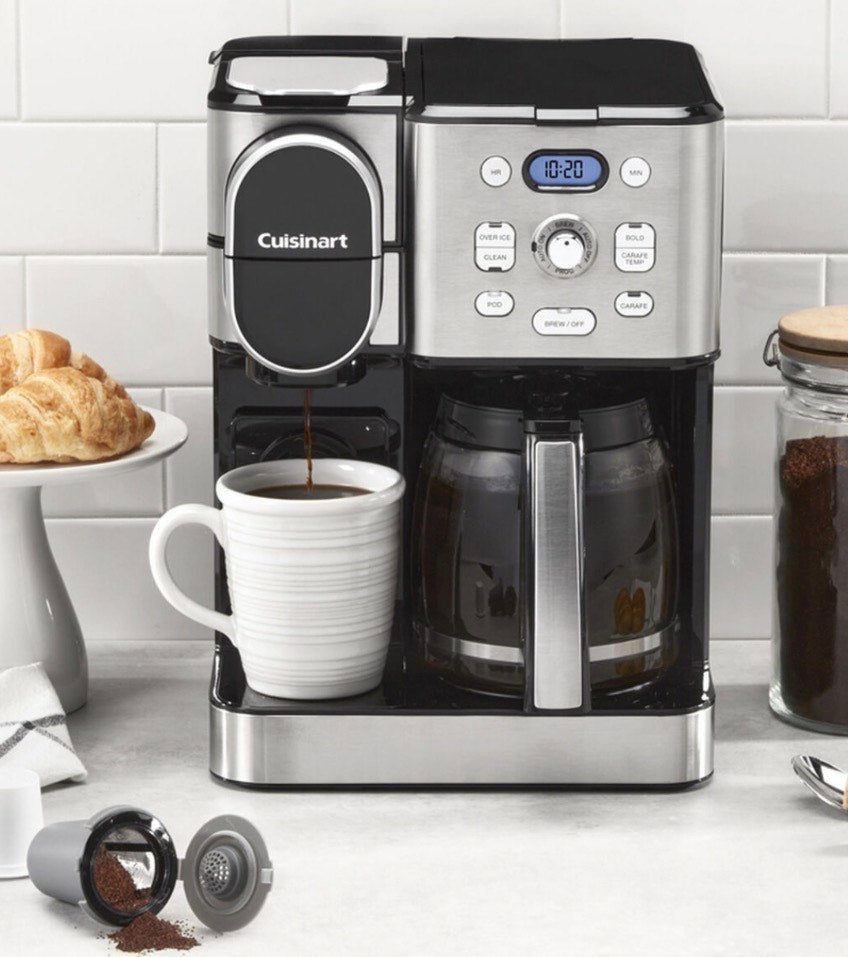 Cuisinart 12-Cup Coffee Maker, Single-Serve Brewer Glass Carafe, Automatic Hot &amp; Iced - Cuisinart Cafetera de 12 tazas, máquina de café de una sola porción con jarra de vidrio, máquina automática de café caliente y frío