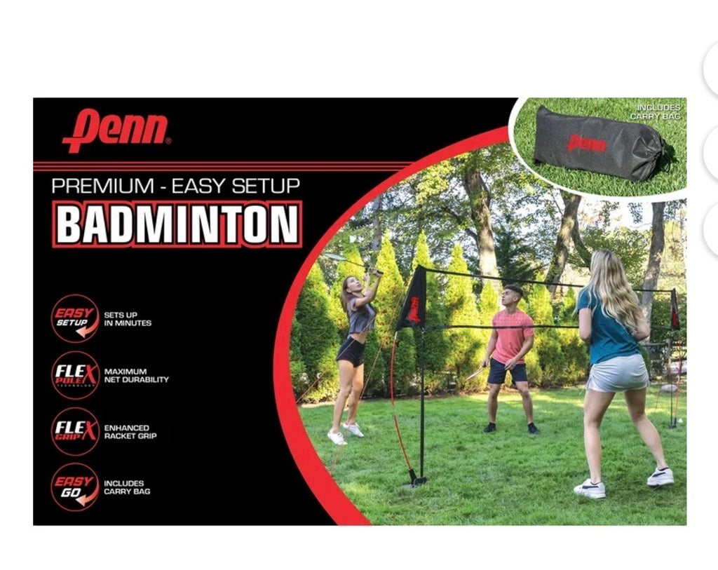 Penn Premium Easy Setup Badminton Set, Includes 4 Rackets and Shuttlecocks - Set de Bádminton Penn Premium Easy Setup, incluye 4 raquetas y volantines