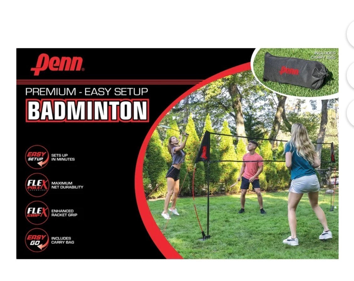 Penn Premium Easy Setup Badminton Set, Includes 4 Rackets and Shuttlecocks - Set de Bádminton Penn Premium Easy Setup, incluye 4 raquetas y volantines