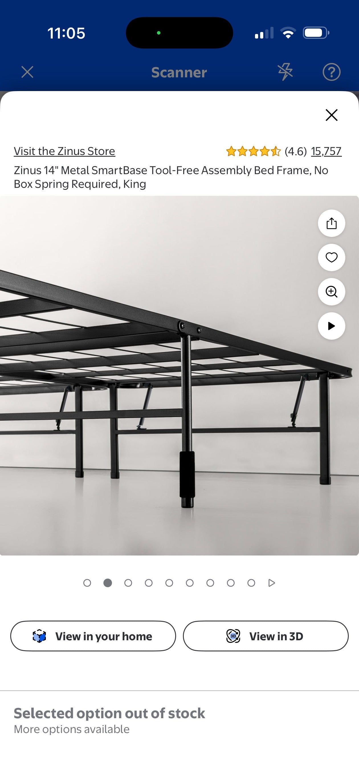 Bedroom Zinus 14" Metal SmartBase Tool