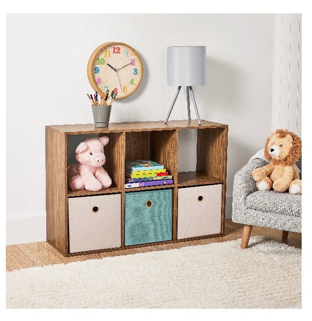Mainstays 6 - Organizador de almacenamiento en forma de cubo, nogal cálido