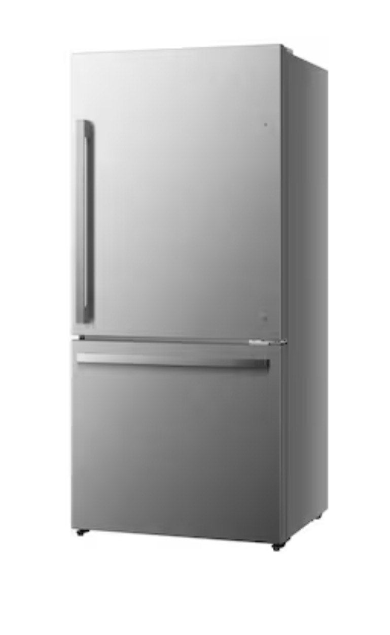Hisense Refrigerador de Congelador Inferior de 17.2 pies cúbicos, 32 pulgadas de ancho, resistente a huellas dactilares, acero inoxidable