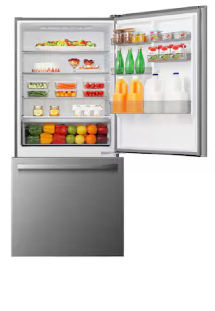 Hisense Refrigerador de Congelador Inferior de 17.2 pies cúbicos, 32 pulgadas de ancho, resistente a huellas dactilares, acero inoxidable