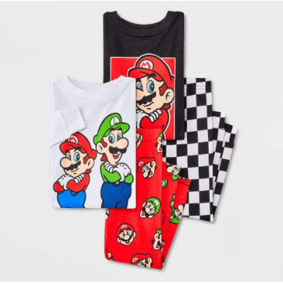 Toddler Boys' 4pc Snug Fit Super Mario Cotton Pajama Set - Red 5T