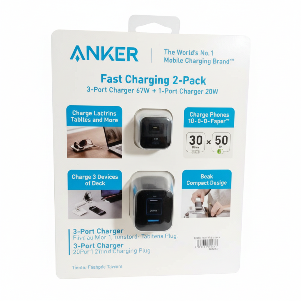 Anker Fast Charging 2-Pack con empaque limpio